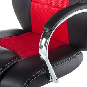 Chaise de bureau pivotante Yanis Imitation cuir / Tissu mesh - Noir / Rouge