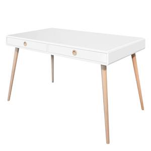 Bureau Janos Chêne partiellement massif - Blanc / Chêne - 130 x 70 cm