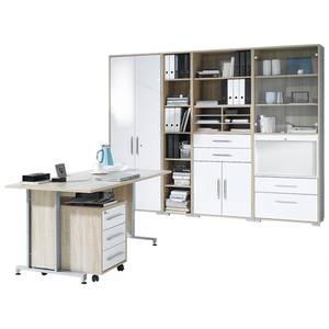 Bureau voordeelset Merit III (6-delig) Sonoma eikenhouten look/hoogglans wit