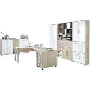 Set risparmio da ufficio Merit XI 9 pezzi - Effetto quercia di Sonoma/Bianco lucido