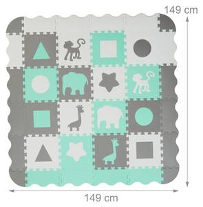 Tapis de jeu avec bordure Gris - Turquoise - Blanc - Matière plastique - 32 x 1 x 32 cm