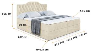 Boxspringbett VILA-1 Ecru - Breite: 180 cm - H3