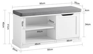 Schuhbank FSR84-W Weiß - Holzwerkstoff - 90 x 45 x 30 cm