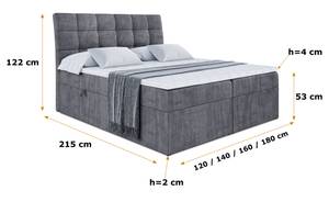 Boxspringbett BRUGO Steingrau - Breite: 120 cm - H3