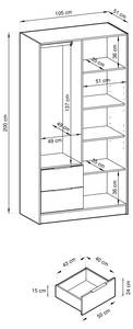 Kleiderschrank NELIA Graphit - Breite: 120 cm