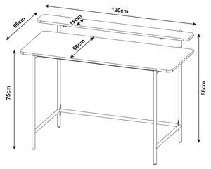 Schreibtisch Samnanger Schwarz - Holzwerkstoff - Metall - 120 x 88 x 55 cm