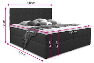 Boxspringbett Best Schwarz - Breite: 180 cm