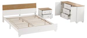 Schlafzimmer-Set LucyWoody Ⅱ (3er Set) Weiß - Holzwerkstoff - Massivholz - Holzart/Dekor - 172 x 82 x 217 cm