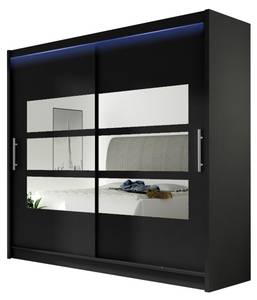 Kleiderschrank London III mit LED Schwarz