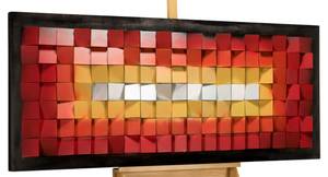 Wandbild 3D Flammentanz Rot - Weiß - Kunststoff - Holz teilmassiv - 140 x 60 x 8 cm