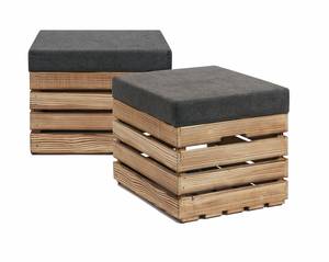 Coffre-Siège en Bois FLAME  lot de 2 Gris foncé