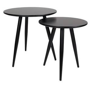 2 tables d'appoint laquées noir Noir