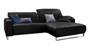 Ecksofa YORK Leder schwarz Ecke davorstehend rechts - Silber