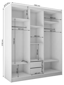 Kleiderschrank LAMELO Schwarz - Weiß - Breite: 180 cm - 3 Türen