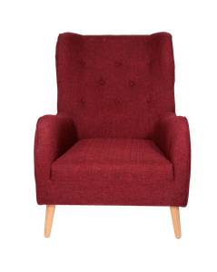 Ohrensessel Pisa TV-Sessel mit Hocker Rot - Holzwerkstoff - 80 x 102 x 82 cm