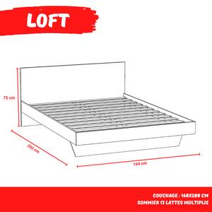 BETT MIT KOPFTEIL LOFT Schwarz - Holzwerkstoff - 164 x 75 x 202 cm