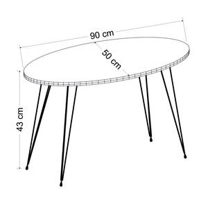 Couchtisch Marmor Optik Oval Weiß Weiß - Holzwerkstoff - 90 x 43 x 50 cm