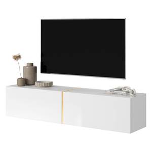 BISIRA TV-Möbel Hochglanz Weiß - Gold - Breite: 140 cm