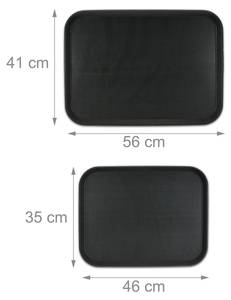 Serviertablett 2er Set Schwarz - Kunststoff - 56 x 3 x 41 cm