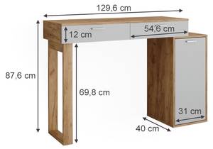 Schreibtisch Regina 49410 Sonoma Eiche Trüffel Dekor - Weiß - 130 x 88 x 40 cm - Holzwerkstoff