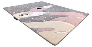 Tapis Petit Flamingos CŒurs Gris Gris - Matière plastique - Textile - 180 x 1 x 270 cm