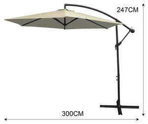 Sonnenschirm mit Sockel - Creme Weiß - Metall - Kunststoff - Textil - 300 x 30 x 300 cm