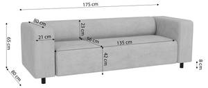 Sofa 3 Sitzer Mette aus Cord-Sttoff Hellgrau