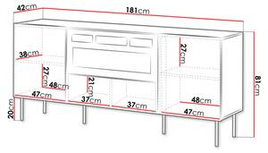 Sideboard Tacos mit Kamin Braun - Holzwerkstoff - 181 x 81 x 42 cm