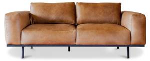 2-Sitzer Sofa Almond Braun - Echtleder - 73 x 106 x 180 cm