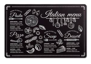 Platzset "Italian Menu", Kunststoff Schwarz - Kunststoff - 29 x 1 x 44 cm