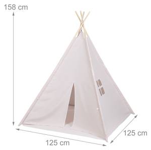 Tipi Spielzelt mit Bodenmatte Beige - Braun - Holzwerkstoff - Textil - 125 x 158 x 125 cm