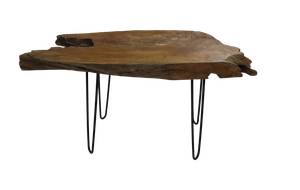 Table basse Root Beige - Bois massif - 90 x 55 x 55 cm