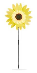 Windrad Blume für Garten Schwarz - Grün - Gelb - Kunststoff - 30 x 70 x 9 cm