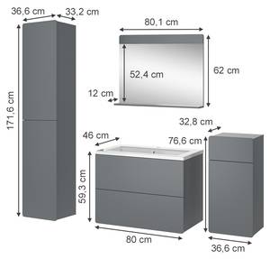 Badmöbel-Set Izan 41611 Grau - Holzwerkstoff - 80 x 59 x 46 cm