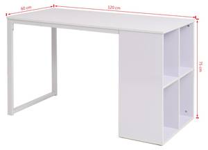 Table d'écriture Blanc - Métal - Bois massif - 120 x 75 x 120 cm