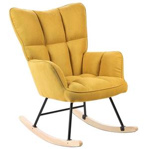 Fauteuil à bascule OULU Noir - Chêne clair - Jaune