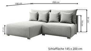 Ecksofa RONNI Grau - Ecke davorstehend links - Ottomane davorstehend links