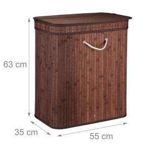 Lot de 3 paniers à linge bambou marron Marron foncé - Blanc