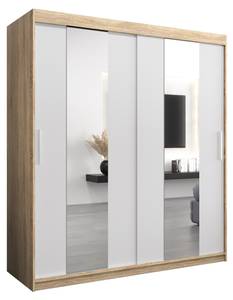 Armoire à portes coulissantes Pole Imitation chêne de Sonoma - Blanc - Largeur : 180 cm - 2 porte