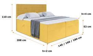 Boxspringbett PRESTON Gelb - Breite: 140 cm - H4