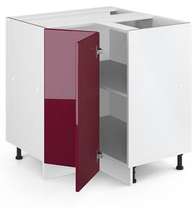 Eckschrank R-Line 30481 Hochglanz Bordeaux - Weiß