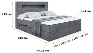 Boxspringbett  - ORGOL 2 Steingrau - Breite: 120 cm - H3