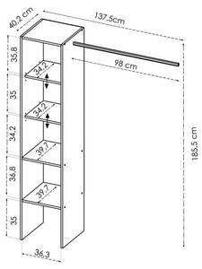 Offener Kleiderschrank GAETAN Weiß - Holzwerkstoff - 40 x 185 x 137 cm