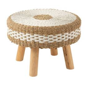 Tabouret ALENA  Coton Blanc / Textile - 79 x 55 x 79 cm