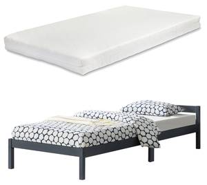 Cadre de Lit Nakkila Pin avec Matelas Gris - Largeur : 96 cm