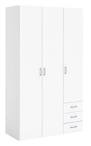 Kleiderschrank mit drei Türen und drei Weiß - 49 x 200 x 115 cm