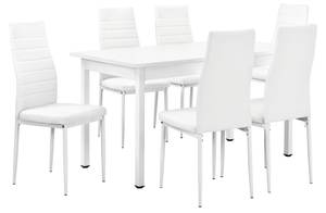 Set de Table à 6 Chaises Bjerkvik Blanc - Métal - 60 x 75 x 140 cm