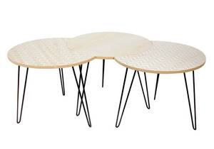 Table gigogne pieds fils (Lot de 3) Beig Bois massif - 45 x 36 x 45 cm
