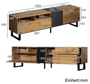 TV-Lowboard NaturⅡ Braun - Holzwerkstoff - Metall - 180 x 50 x 38 cm