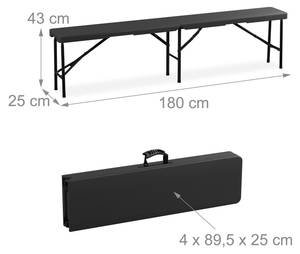 Bierbank 2er Set 180 cm Schwarz - Grau